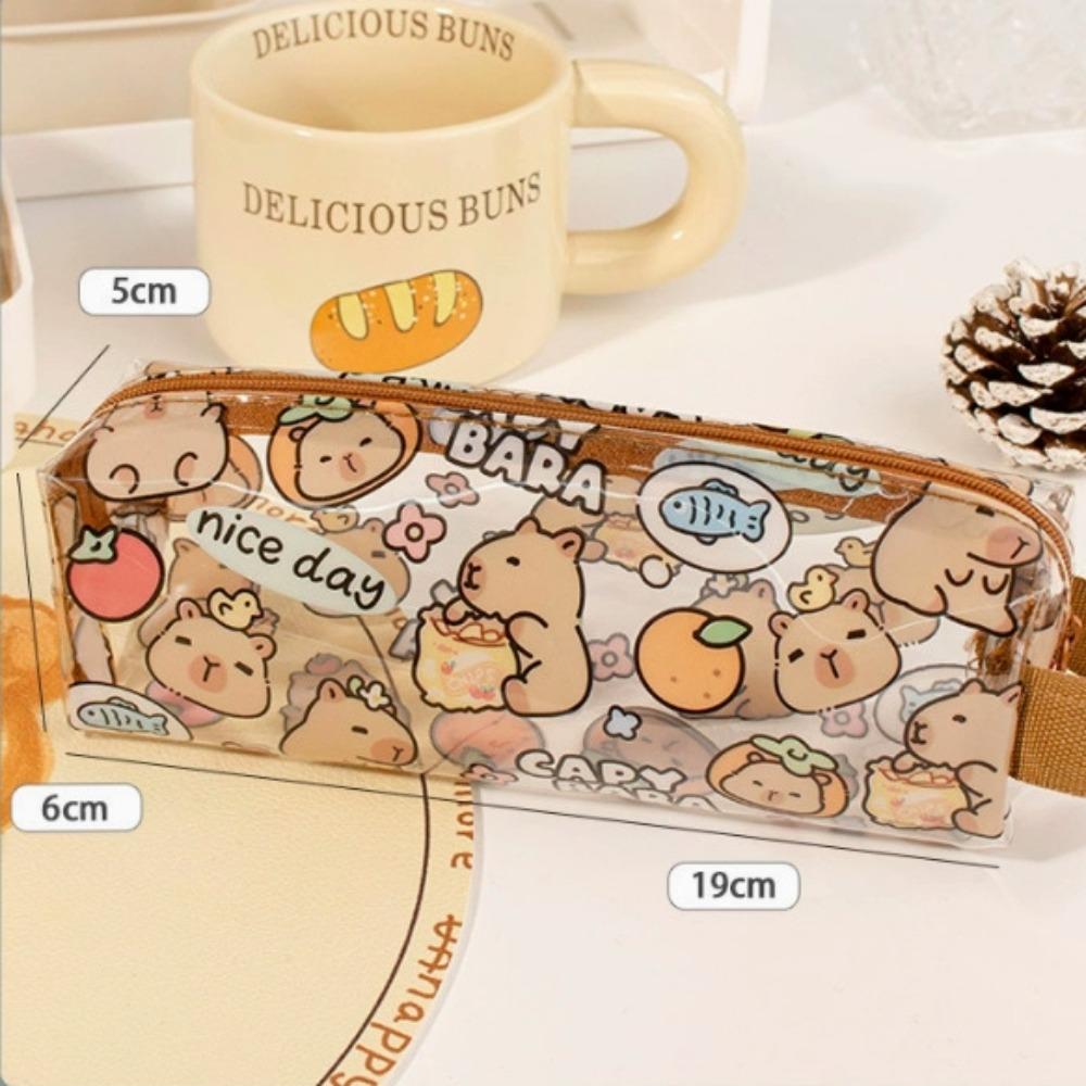 Transparent Pencil Cases Cute Capybara Students Stationery New Pen Bags  School Office Supplies