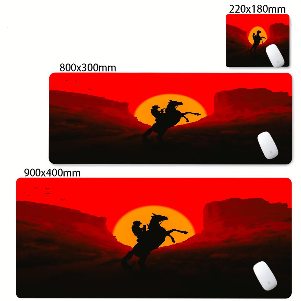 Red Dead Redemption 2 XXL 900x400 Tappetini per Mouse Anime Accessori per Computer Tastiera da Gioco Tappetino Mouse in Gomma Tappetino da Scrivania Antiscivolo per Giocatori PC