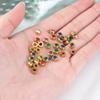 10pcs Stainless Steel Glass Charms Jewelry Making 6mm Colorful Glass Bead Pendants with Hole for DIY Necklace Bracelet Earrings