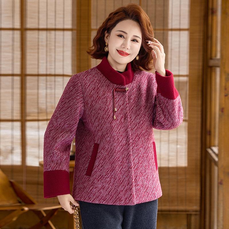 

Mom, piled and thickened mink jacket, cotton-padded coat, new medium and old fashion warm woolen women s top women s 1XL [recommended 80-50kg]