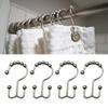 12PCS Shower Curtain Hooks Rustproof Metal Iron Double Sided Bath Curtain Hook Rings for Bathroom Bl