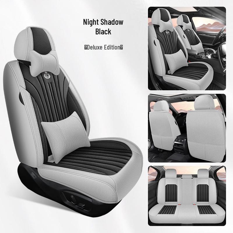 Nappa Leather Breathable Seat Cover: Universal Full Coverage for Five-Seater
