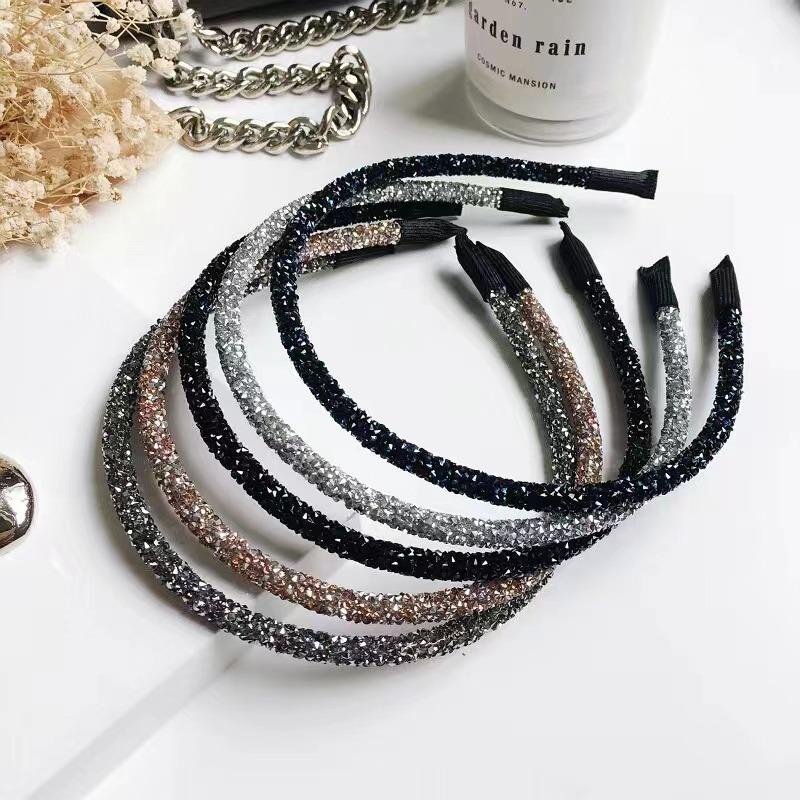 Modna Korea Kryształ Miękka Opaska na Głowę dla Kobiet Rhinestone Opaska na Włosy Koraliki Bezel Dziewczęce Akcesoria Do Włosów Proste Nakrycie Głowy