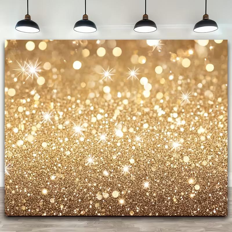 2D Sparkling Golden Confetti Party Backdrop Photography Background Banner