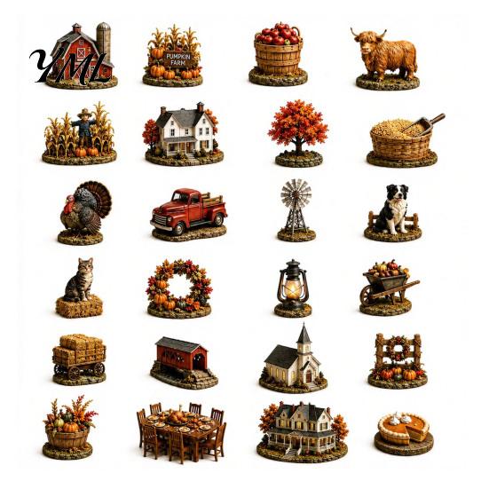 Autumn Theme Celebration Gift Harvest Blessings Advent Calendar, 24 Days Countdown to Thanksgiving Calendar Box, Festive Home Decor Accents