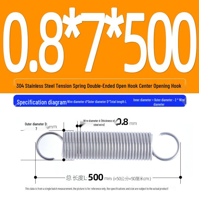 Arc de extensie din oțel inoxidabil 304 de 500 mm cu cârlige deschise și inel cu buclă dublă, personalizabil.