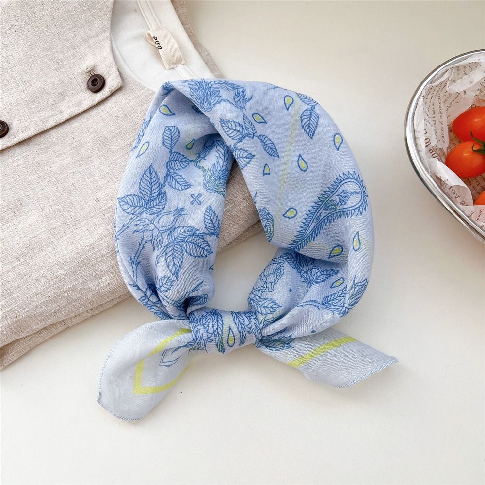 Floral Cotton Linen Print Scarves Cashew Square Handkerchief Simple Small Square Scarf  Outdoor