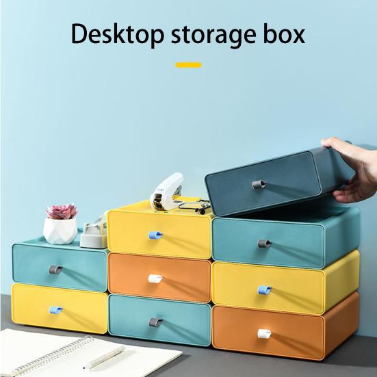 Storage Box Pull-out Design Save Space High Capacity Pure Color Superimposed Solid Storage Cosmetic Little Knob Rectangle Shape Storage