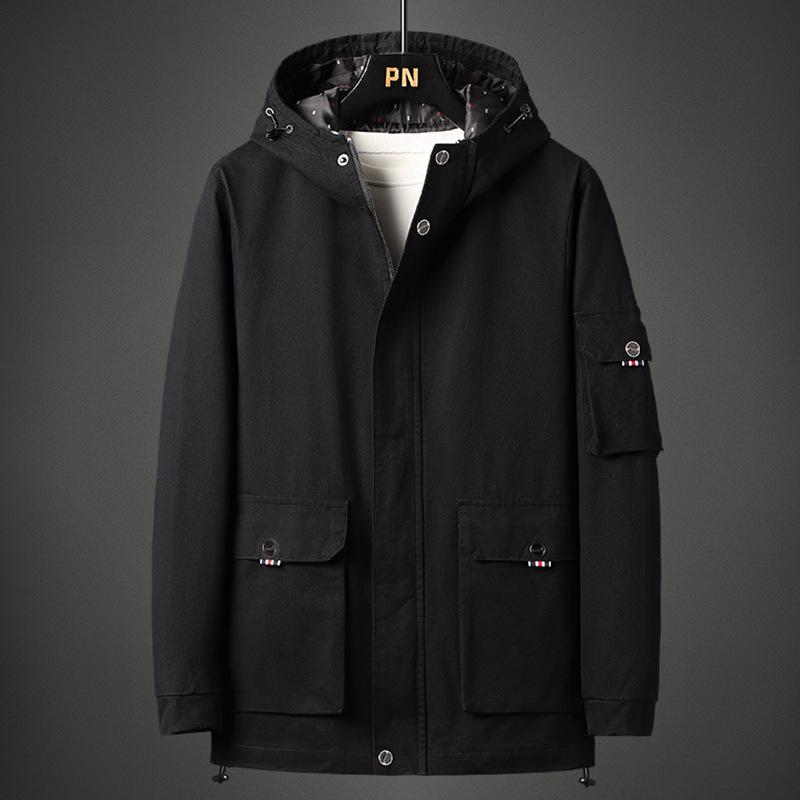 Spring and Autumn Casual Handsome Korean Edition Trendy Cotton Hooded Jacket Tooling Top Windbreaker