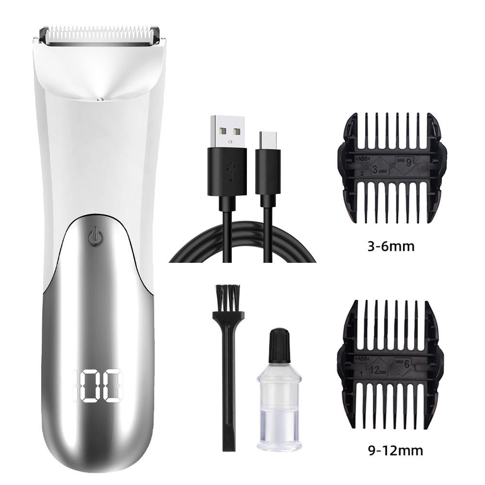 Men'S Groin Body Hair Trimmer, Electric Ball Trimmer, Includes 2 Guard Attachments, Ceramic Blade Head, Wet And Dry Shaver