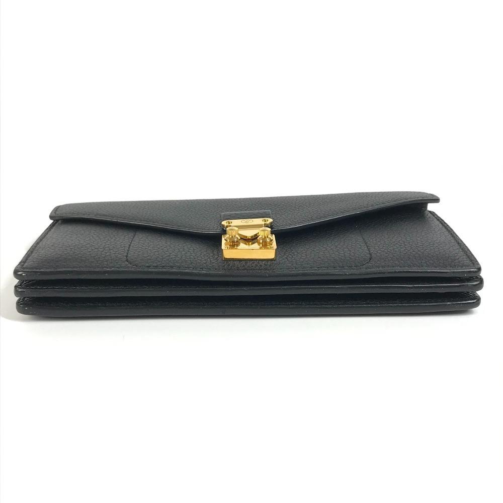 Louis Vuitton Long Wallet Bi-fold Flap Long Wallet Calf leather Black