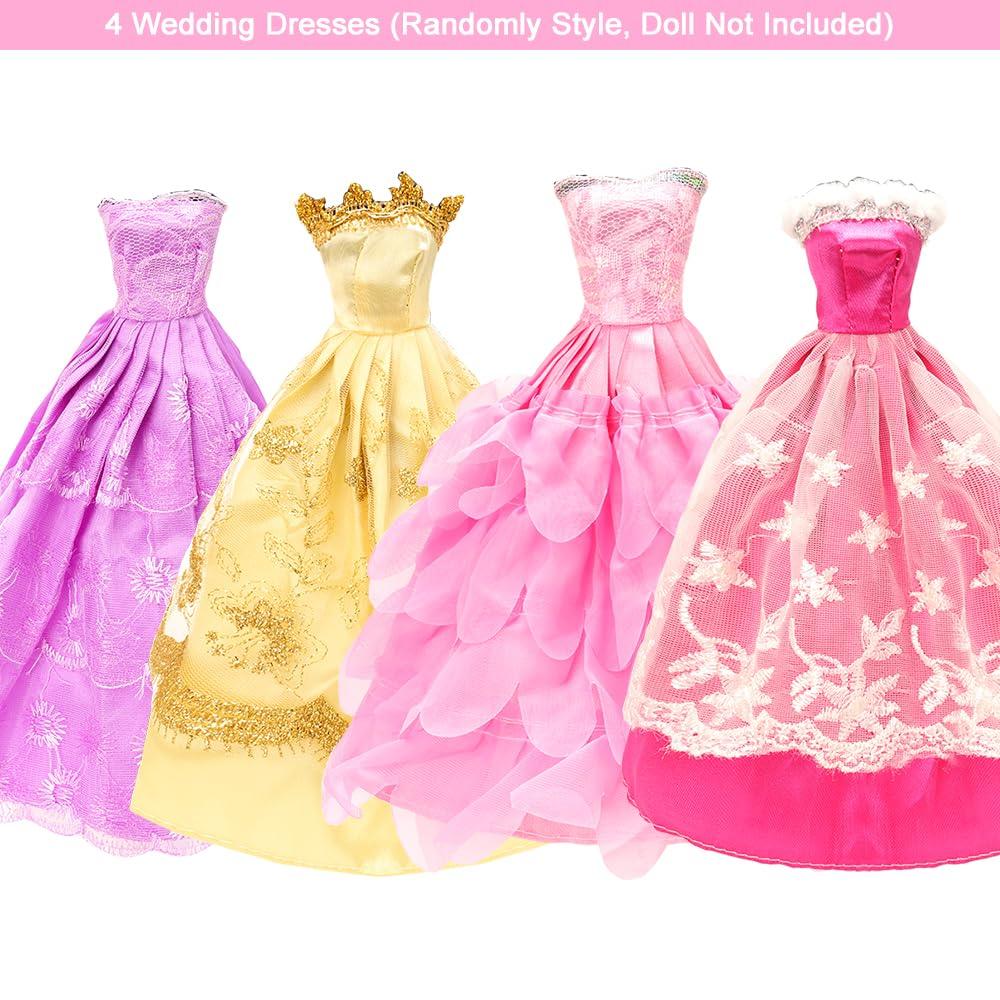 Barwawa 30cm Doll Set Random 4 4 Mermaid 10 and 40 Suitable for Scale Day Gift Clothes, 62-Piece (4 Dresses, Dresses, Dresses, Shoes, Accessories),