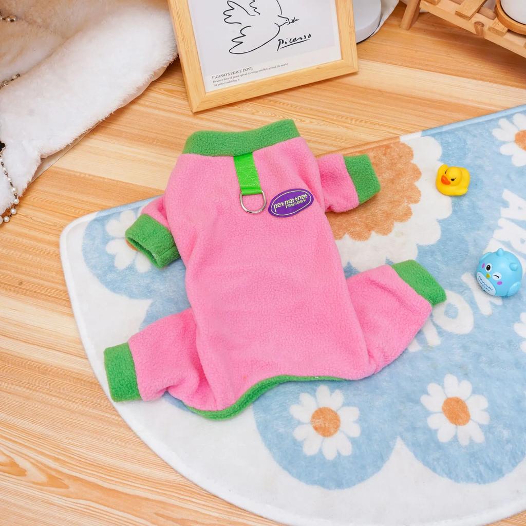 Autumn Winter Contrasting Four Legged Pants Pet Jumpsuit Little Dog Clothes Contrasting Patchwork Jacket Teddy Bear Small Dog