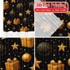 2D Flat Printing  2pcs Golden New Year (1) Print Popular Curtains Fabric Curtains Gifts Suitable for Bedroom   Living Room
