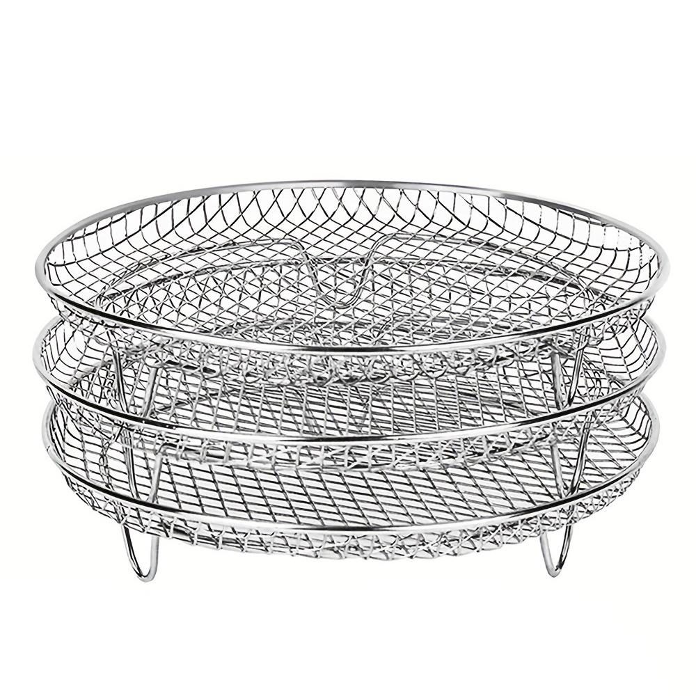 

Three-Layer Stainless Steel Air Fryer Grill and Basket Rack
