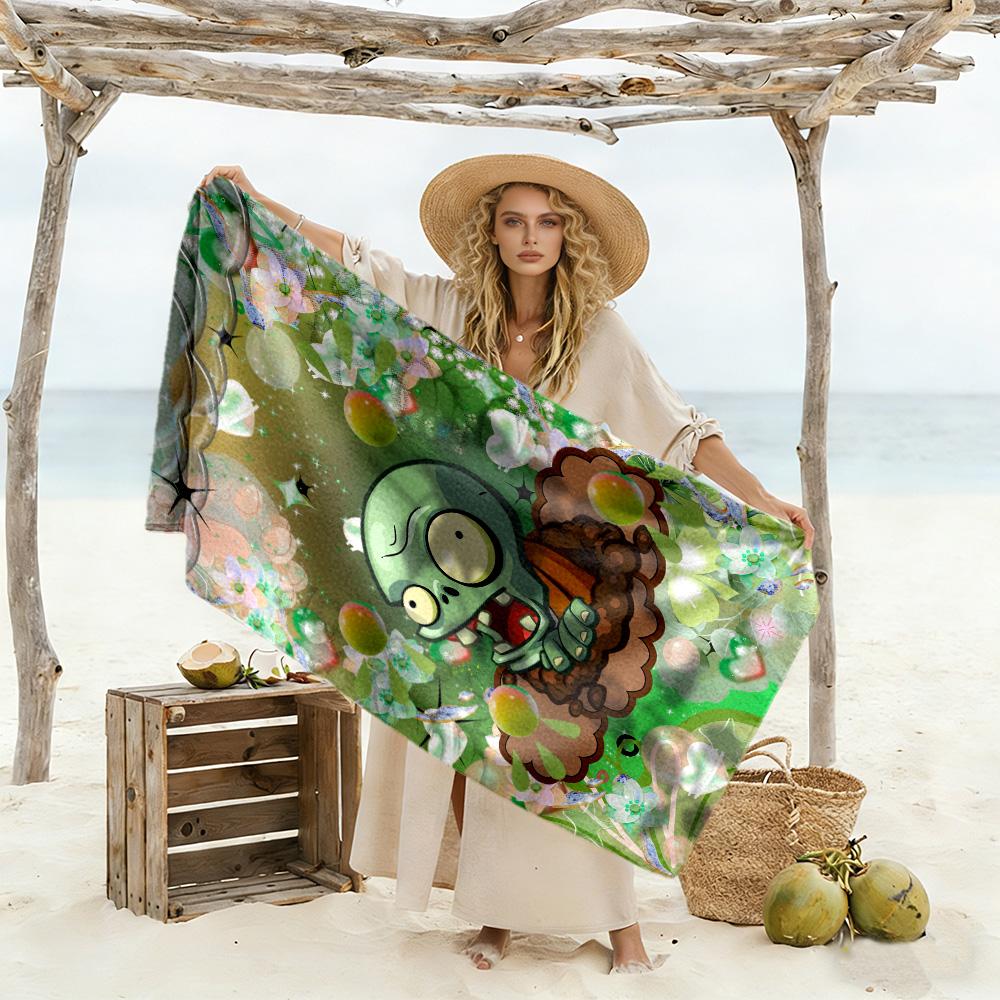 Plants Vs. Zombies Beach Towel High Absorbency & Quick-Dry Comfortable Lightweight