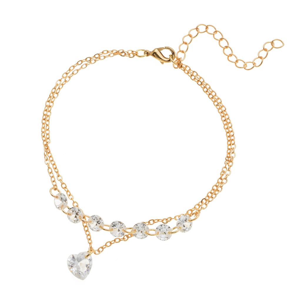 Personality Double Love Rhinestone Bracelet Crystal Sweet Fashion Wild Bracelet Women's Jewelry Bracelet Femme Acier Nurse