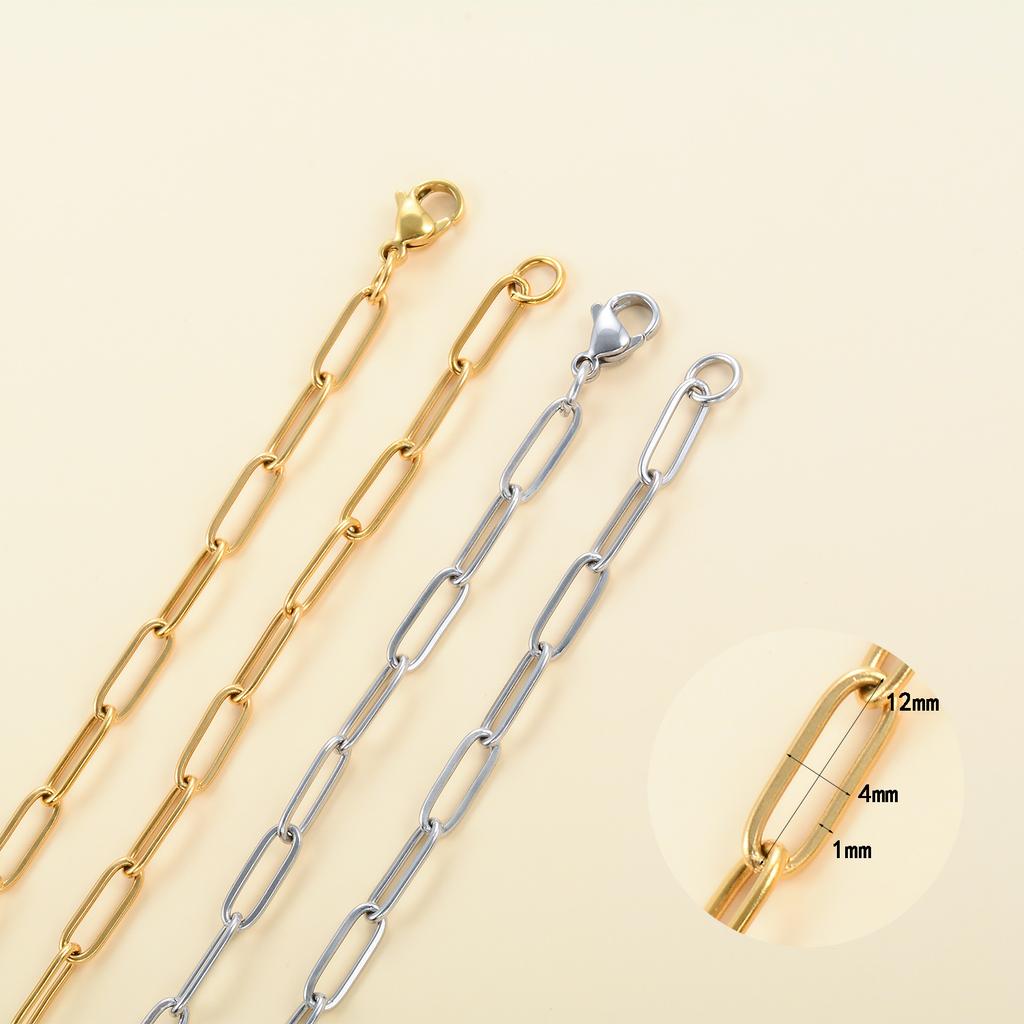 Polished Paper Clip Chain 2.5/2.7/4mm Stainless Steel Necklace Trendy Layering Choker Waterproof Jewelry Men And Women