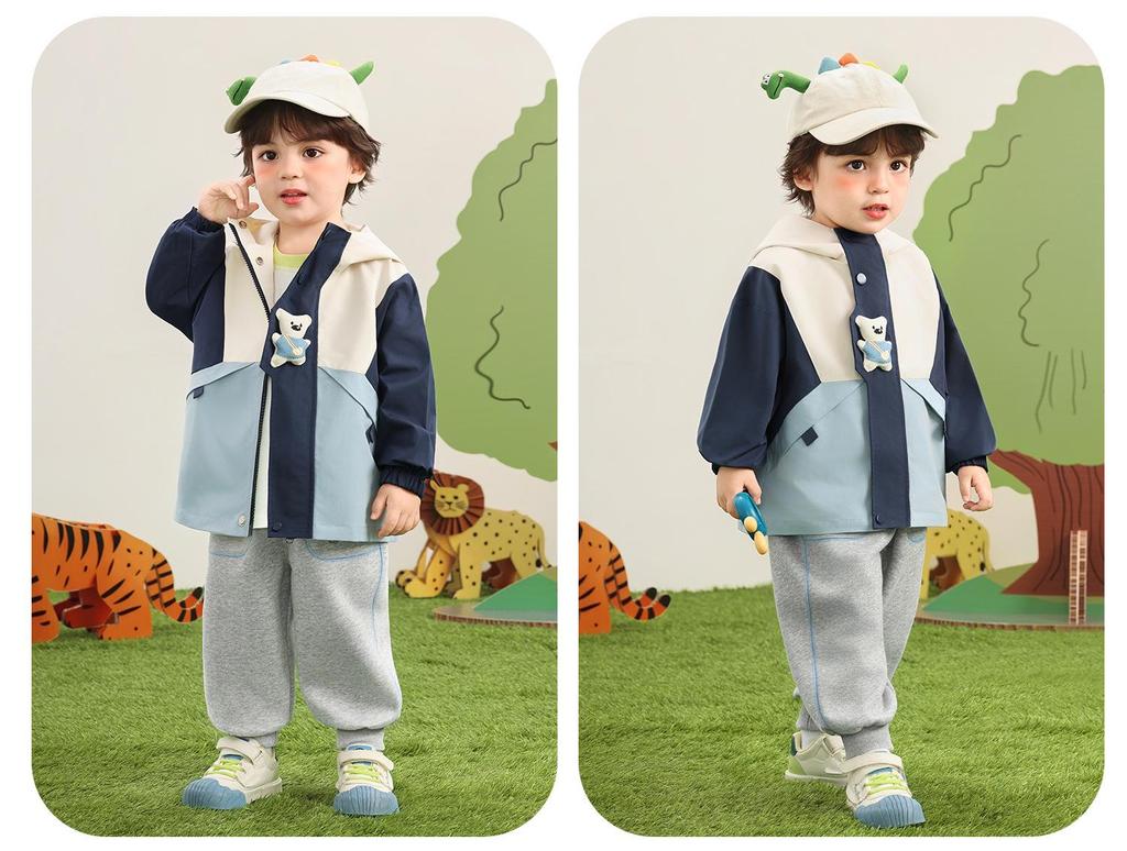 Kaka Panda Kids' Waterproof Spring Jacket: Outdoor Casual Top for Boys & Girls