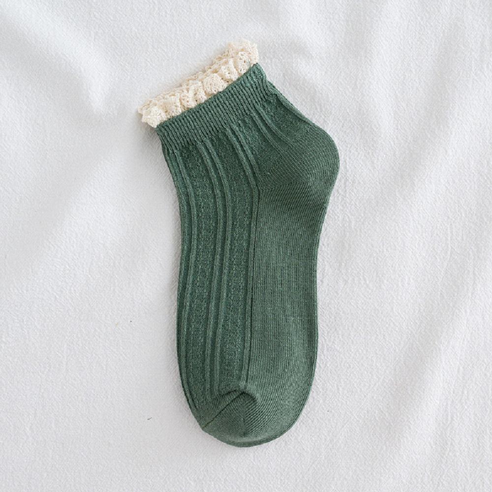 New Sweet Streetwaer Short Solid Candy Color Lace Socks Cotton Socks Hosiery Ruffles Women Socks