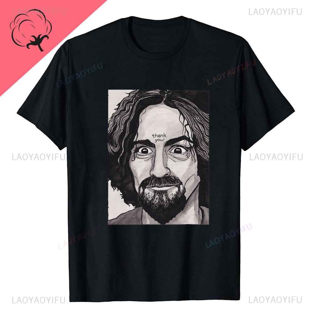 Neue Charles Manson Kurzarm Ästhetik Harajuku Streetwear Lässig Einzigartig Mode Belüftet Herren Sommer Bedrucktes T-Shirt Oberteile