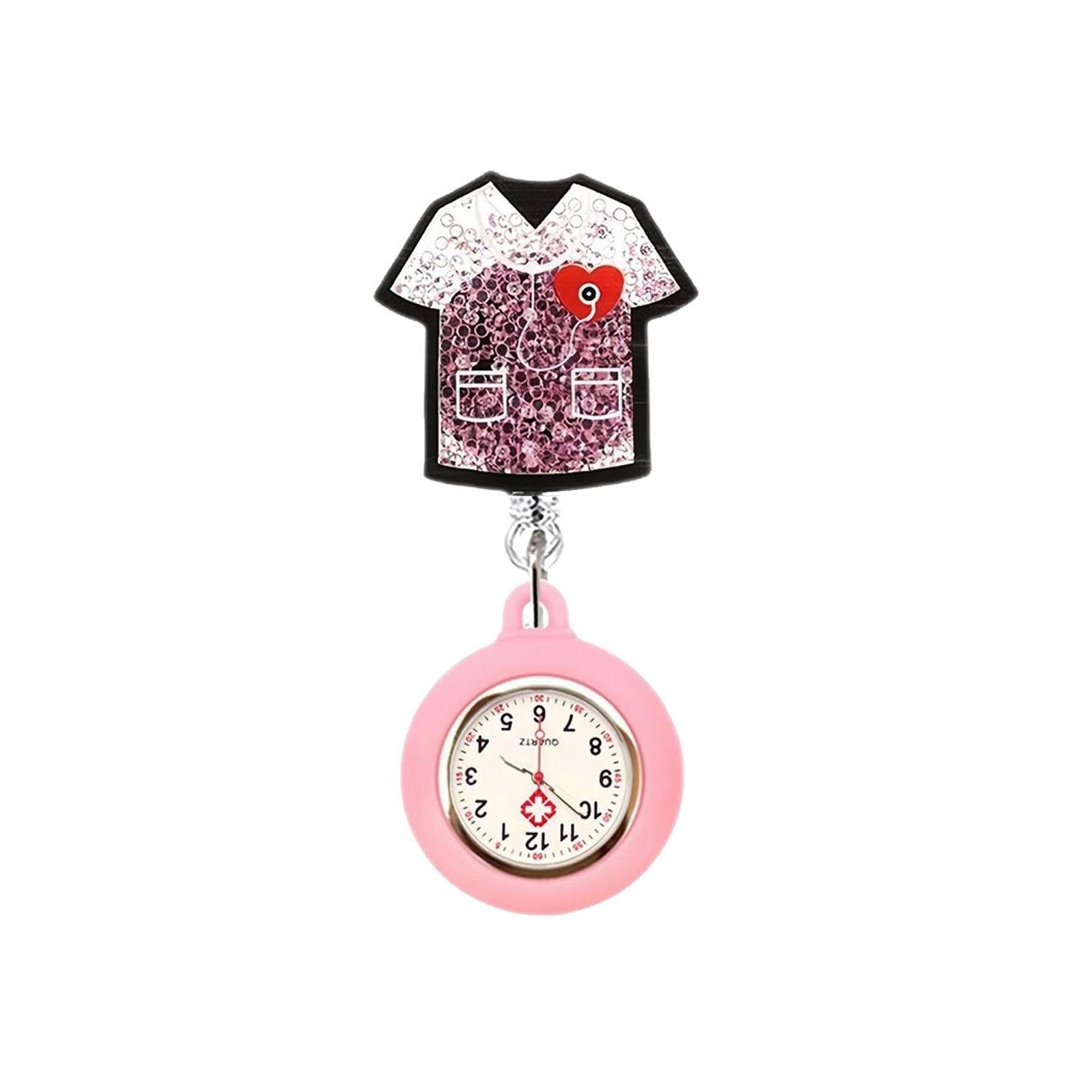 

Retractable Nurse Fob Watch with Liquid Glitter Design Medical Clip-on Hanging Pocket Watch for Healthcare Professionals Practical and Durable one size