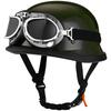 German Retro Style Biker Half Helmet 108 Military Green Silver Goggles All-Season Unisex Motorcycle Gear Half Helmet