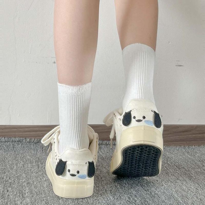 Summer cartoon pattern niche design sense casual bread shoes flat-soled versatile college style white shoes