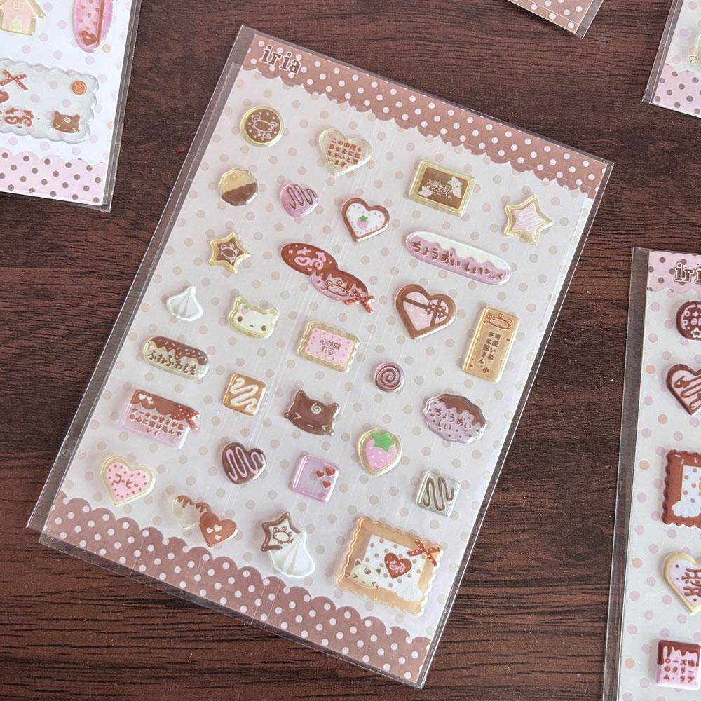 Cute Puffy Foam Stickers Sweet Dessert Bear Bubble Decals Aesthetic Decor For Kpop Photocard Holder Ita Bag Journal Scrapbooking