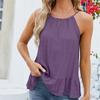 Spring Summer Women's Ruffle Hem Tank Top Sexy Halter Neck Tie Solid Color Camis