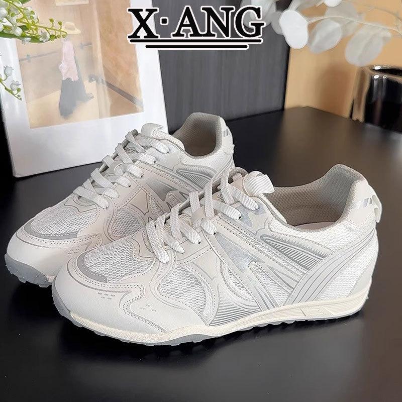 Leather women's inner heightening women's shoes, new summer mesh breathable casual sports shoes