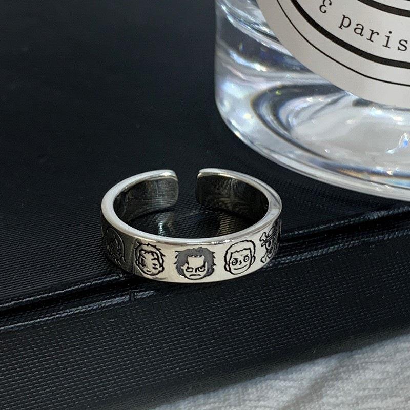 Adjustable Anime Character Graffiti Ring for Women – Hip Hop Punk Style