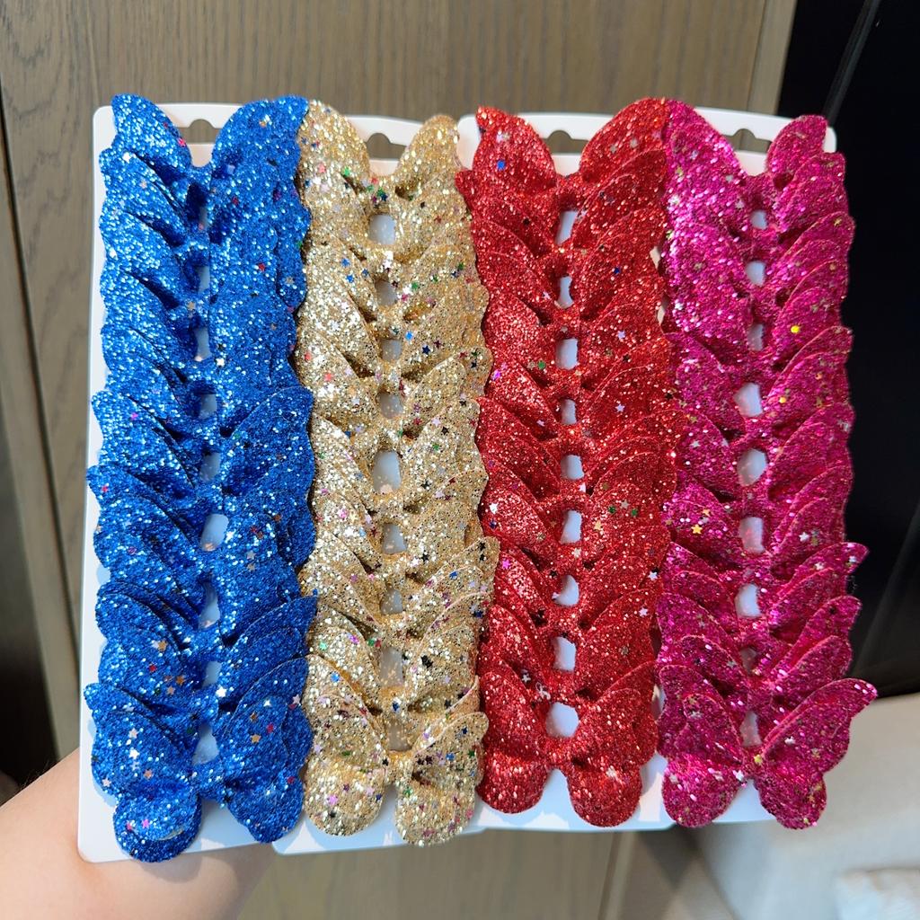10Pcs/Set New Fashion Solid Butterfly Hairpin Accessories Lovely Girls Hairpins Children Headwear Hairgrip Sequins Hair Clips