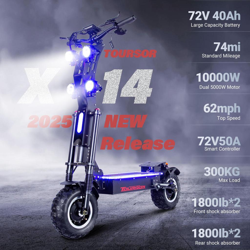 Monopattino Elettrico in Lega di Al-Aggiornato NFC Controllo Smart 72V 50A 10000W Pneumatico Fuoristrada/Città 14 Pollici Velocità 120KM/H monopattino elettrico