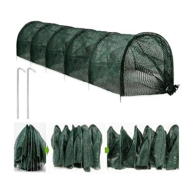 Collapsible Greenhouse Tunnel Green Mesh UV Protection Shade Net Cover Portable Metal Frame Plant Protective Cover