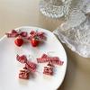 Korean Sweet Cute Strawberry Ribbon Bowknot Drop Earrings for Women Cute Fruit Cake Cup Dangle Earring Girls Lovely Zircon Gift