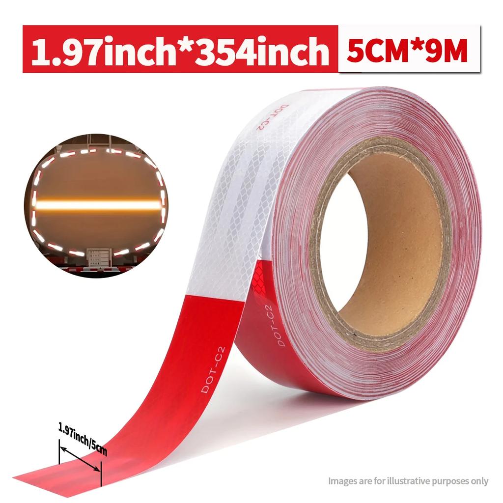 DOT-C2 Red And White Reflective Tape Safety Warning Sticker Decal Conspicuity Retro-reflective Tape For Truck Motorcycle