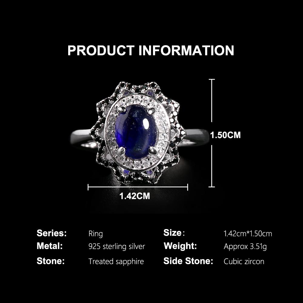 Inel Vintage din Argint Sterling 925 Safir Albastru Natural Umplut Pietre Prețioase Reale Bijuterii Fine de Lux Ușor pentru cadou de ziua de naștere pentru femei