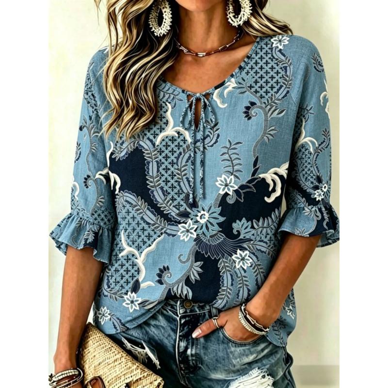 Fresh Breathable Half Sleeve Casual Blouse, Loose Slimming Version, Light Comfortable Summer Outerwear