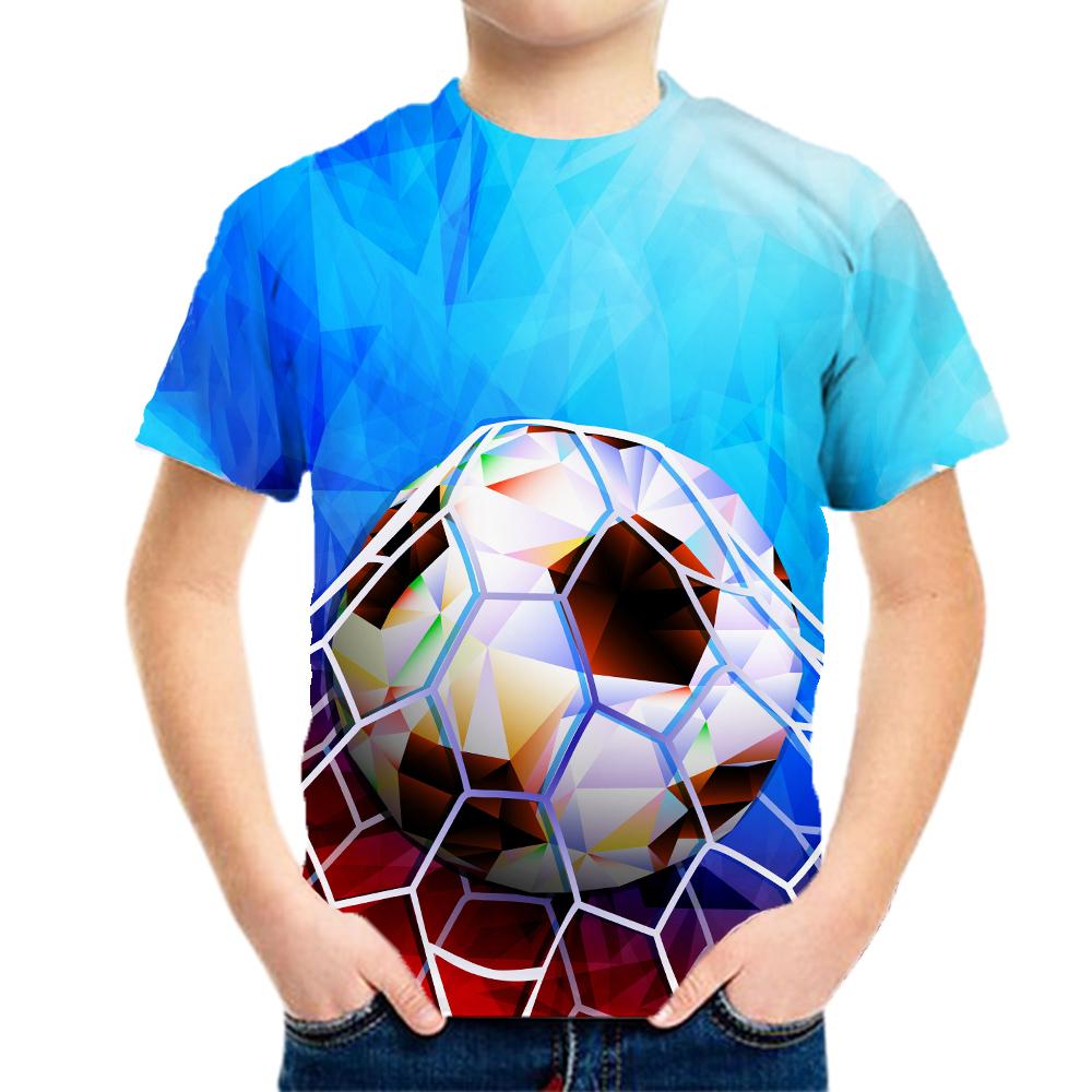 Cool football boy's T-shirt 3D printed football children's clothing boy and girl's T-shirt short sleeved casual youth children's clothing top