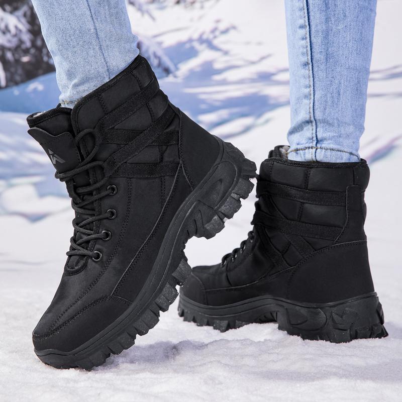 Women Snow Boots High-top Outdoor Sports Shoes Plush Warm Cotton Shoes Anti-slip Walking Casual Shoes Thick Soled Wear-resistant
