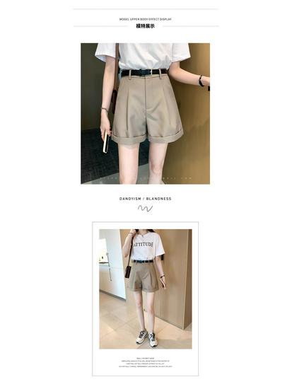 Women's High-Waist Rolled Hem Spring A-Line Shorts - Slimming Wide-Leg Casual Fashion 2025
