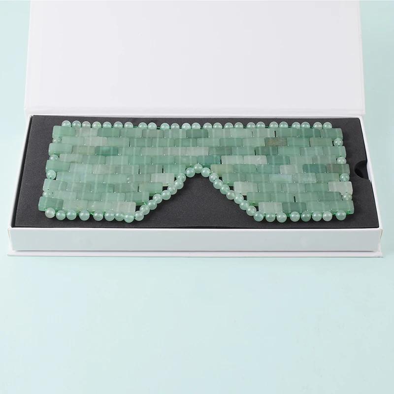 Handmade Exquisite Natural Jade Eye Mask Rose Quartz Facial Massager Natural Stone for Therapy Sleep Eye Mask Relieve Fatigue