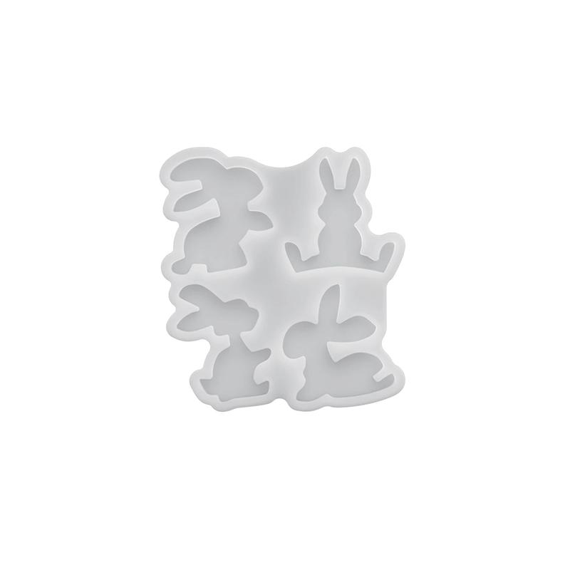 

WTEMPO DIY Easter Bunny Silicone Plaster Mold Epoxy Resin Mold Creative Four-pose Shaped Rabbit Design Mold 2pcs белый