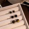 Simple Autumn And Winter Maillard Tiger'S Eye Stone Stud Earrings, Temperament Earrings   High-End Earrings Women