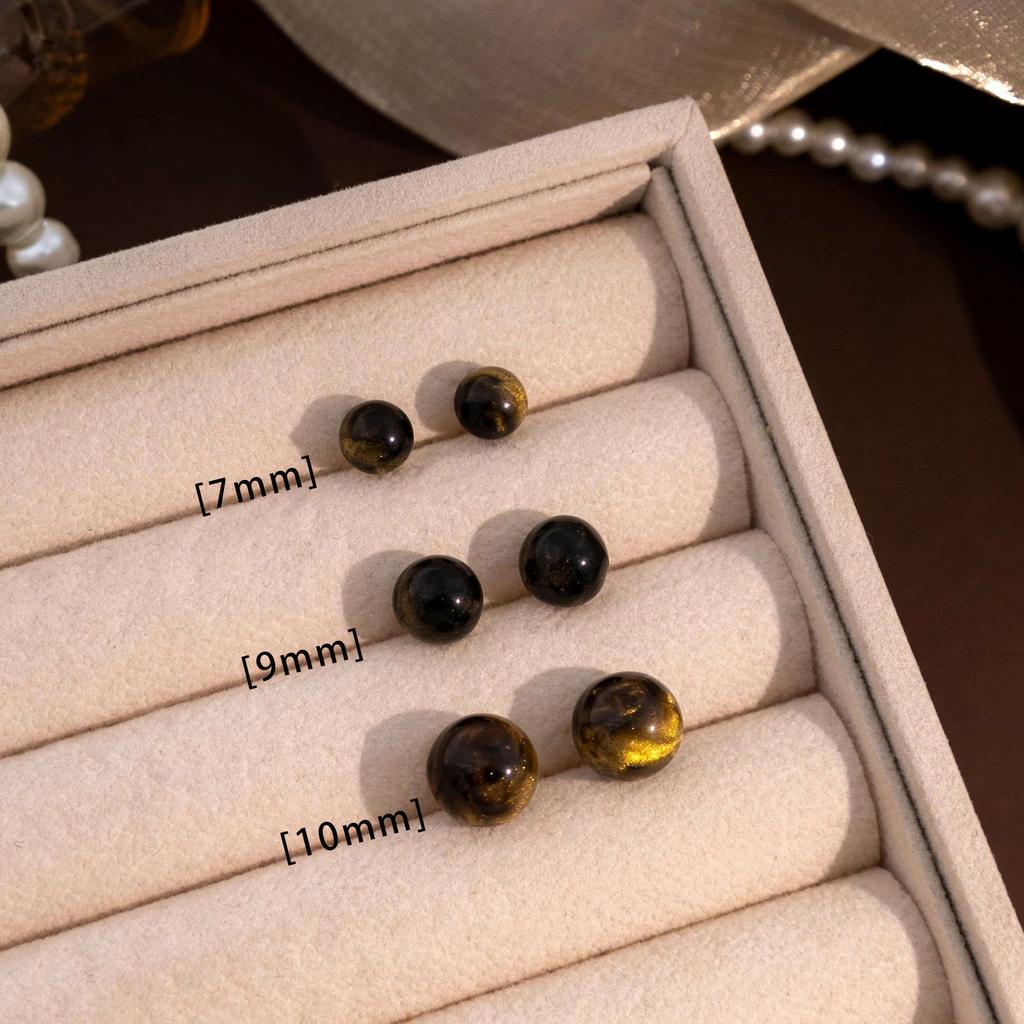 Simple Autumn And Winter Maillard Tiger'S Eye Stone Stud Earrings, Temperament Earrings High-End Earrings Women