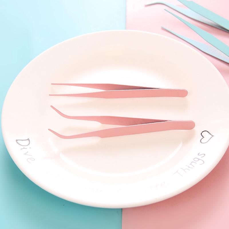DIY Colorful Macaron Pink Eyelash Tweezers: Pointed Stainless Steel for Handmade Journaling