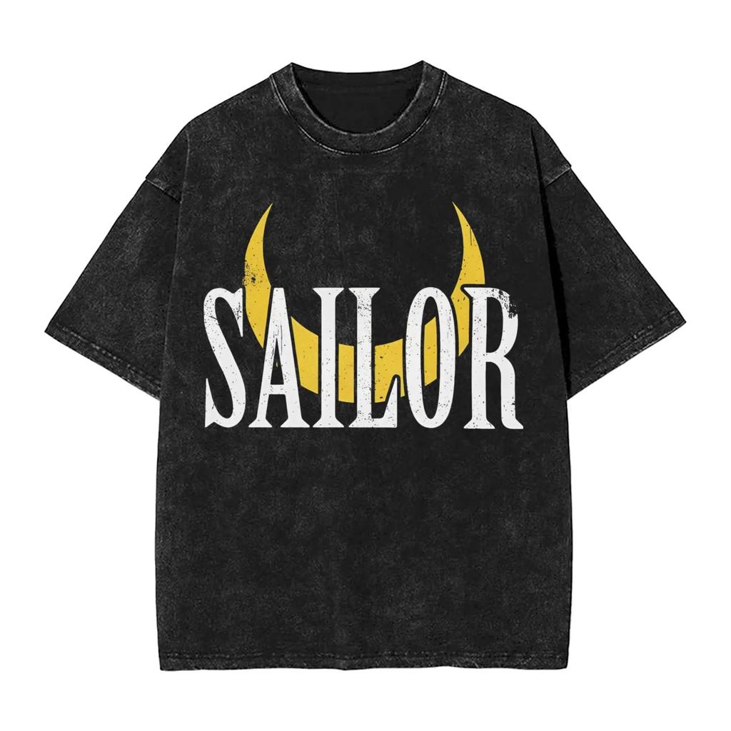Sailor Moon "Usagi Tsukino Bunny Ears Vintage Wash" Anime Black Women And Men T-Shirt