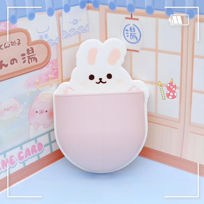 Saboneteira de Parede Desenho Animado Autoadesiva Porta-Canetas de Parede, Armazenamento para Escrita com Canetas Marcadoras, Armazenamento de Mesa, Fofa