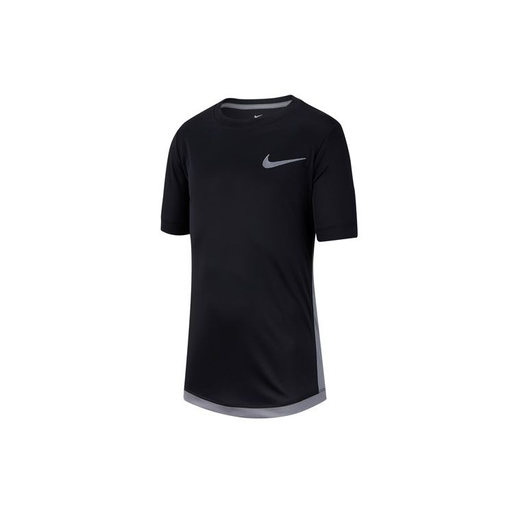 

Nike Logo Print Round Neck Short Sleeve T-Shirt Kids Tops Black Gray AV4896-011 M